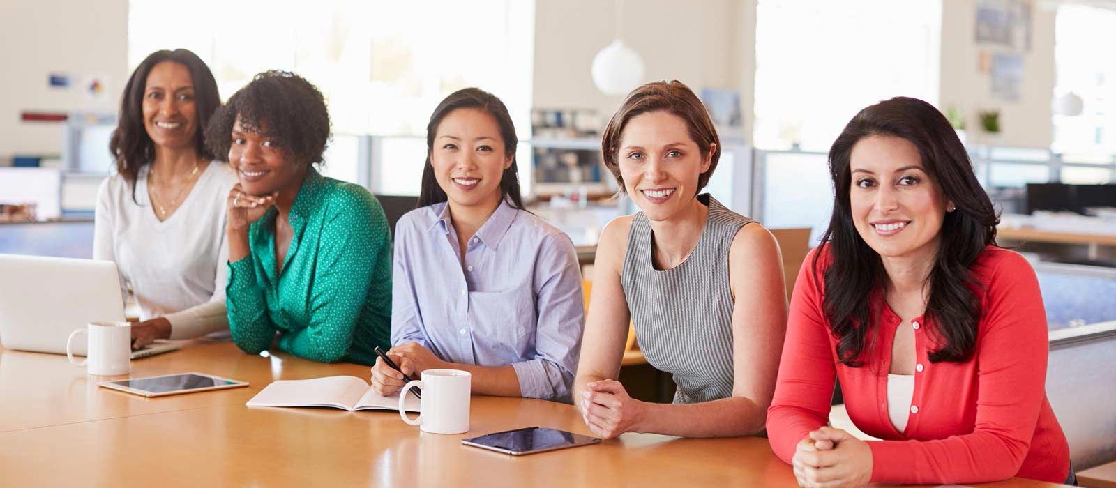group of professional women in training